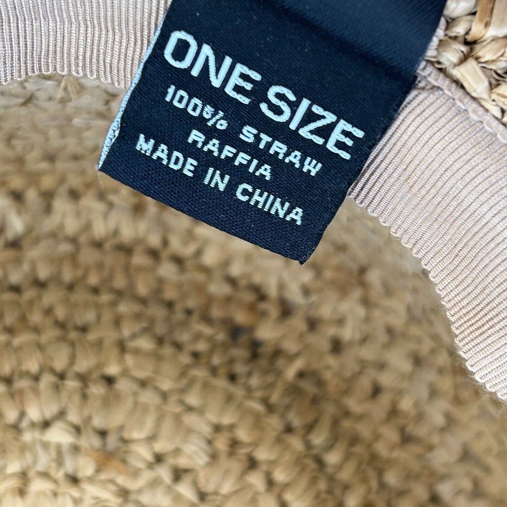 Saks Fifth Avenue Straw Hat Floral Trim Wide Brim Sun Beach Coastal Resort - Picture 4 of 5